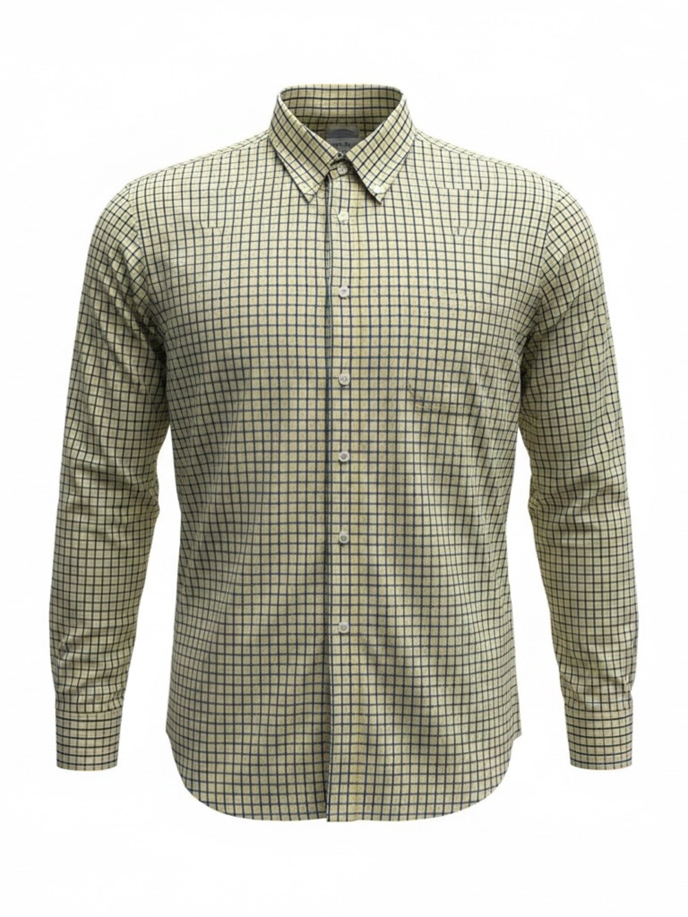 Brooks Brothers Men’s Large Regent Fit Plaid Shirt Blue Yellow Long Sleeve Cotto